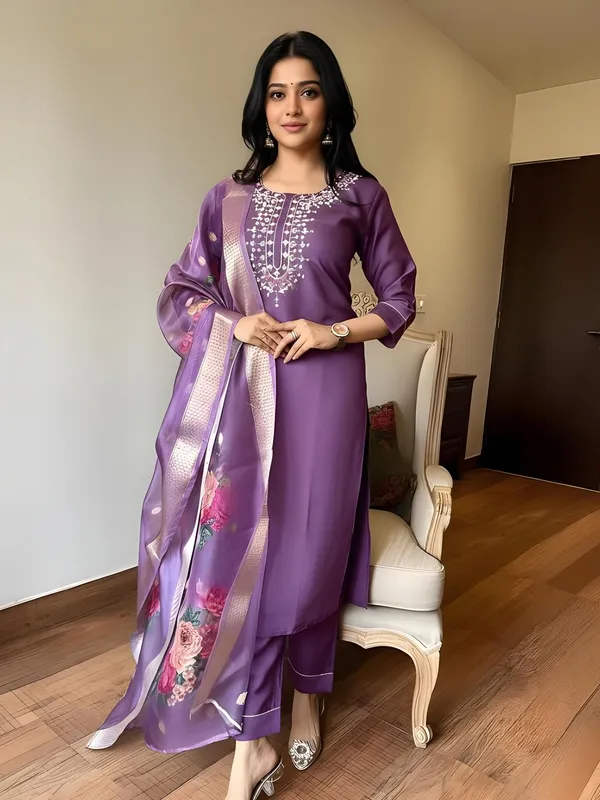 Purple_Rayon_Embroidered_Kurta_Set_For_Women
