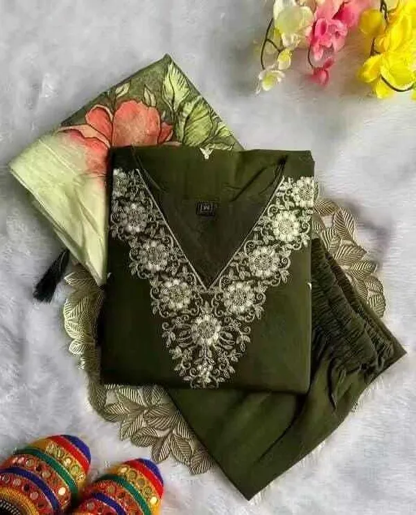 Green_Rayon_Embroidered_Kurta_Salwar_Dupatta_Set_For_Women
