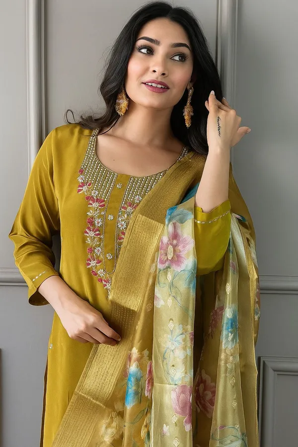 Yellow_Rayon_Embroidered_Kurta_Set_For_Women