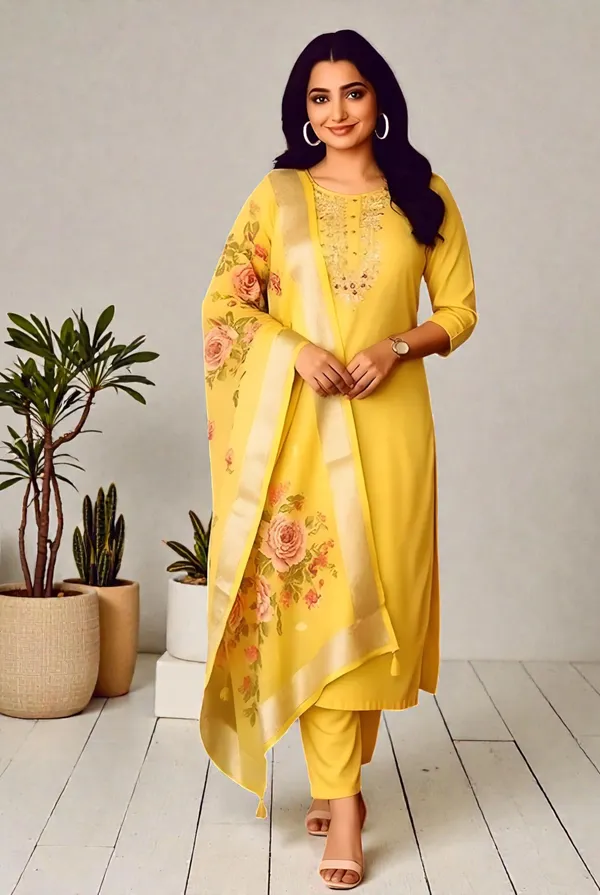 Yellow_Rayon_Embroidered_Kurta_Set_For_Women