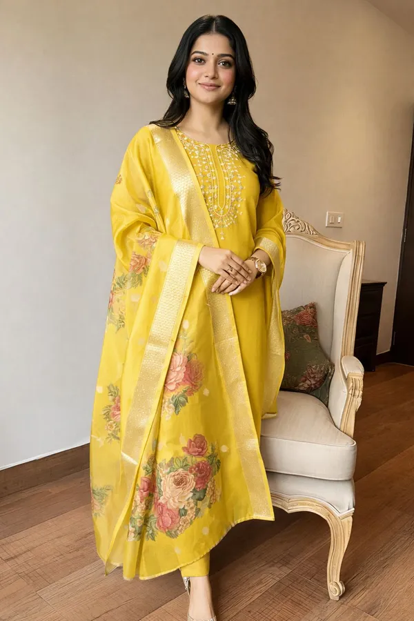 Yellow_Rayon_Embroidered_Kurta_Set_For_Women