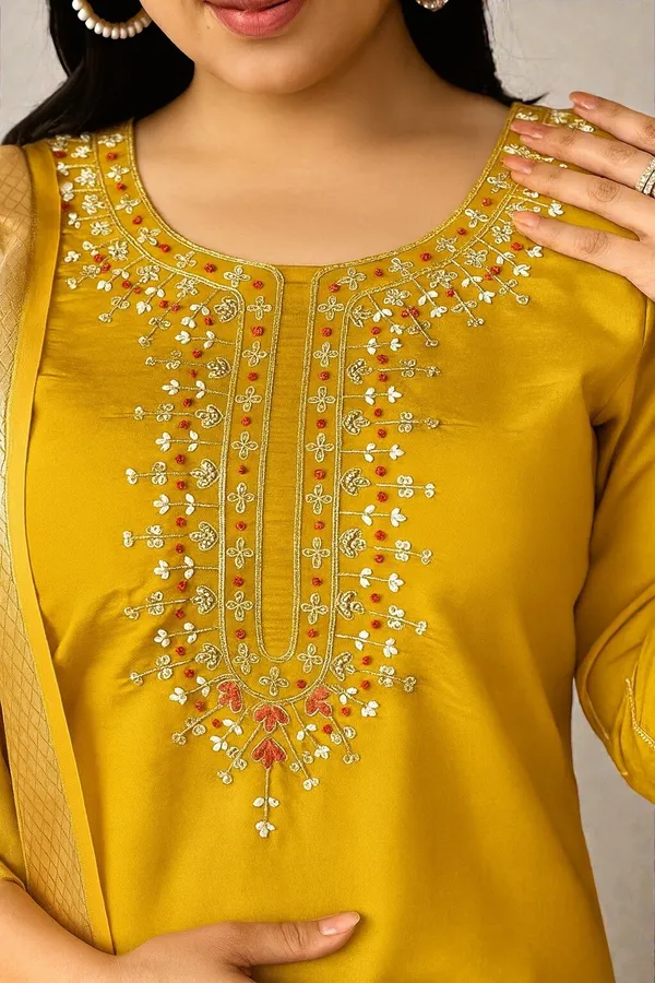 Yellow_Rayon_Embroidered_Kurta_Set_For_Women