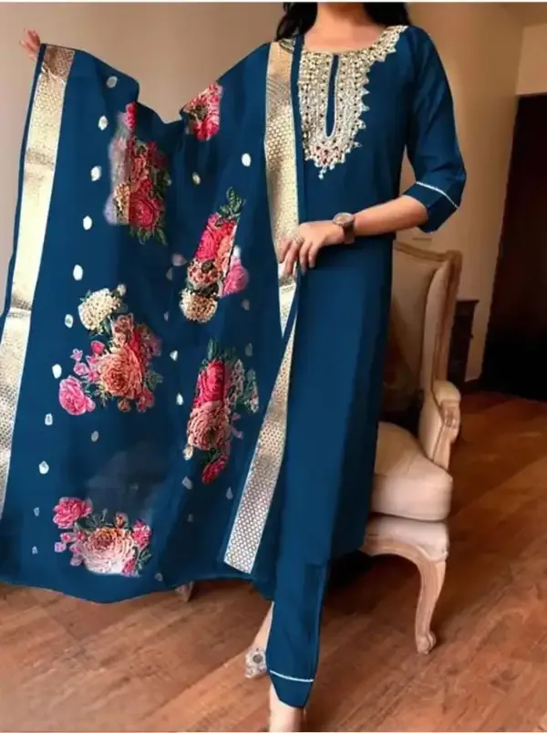 Blue_Rayon_Straight_Kurta_Set_For_Women