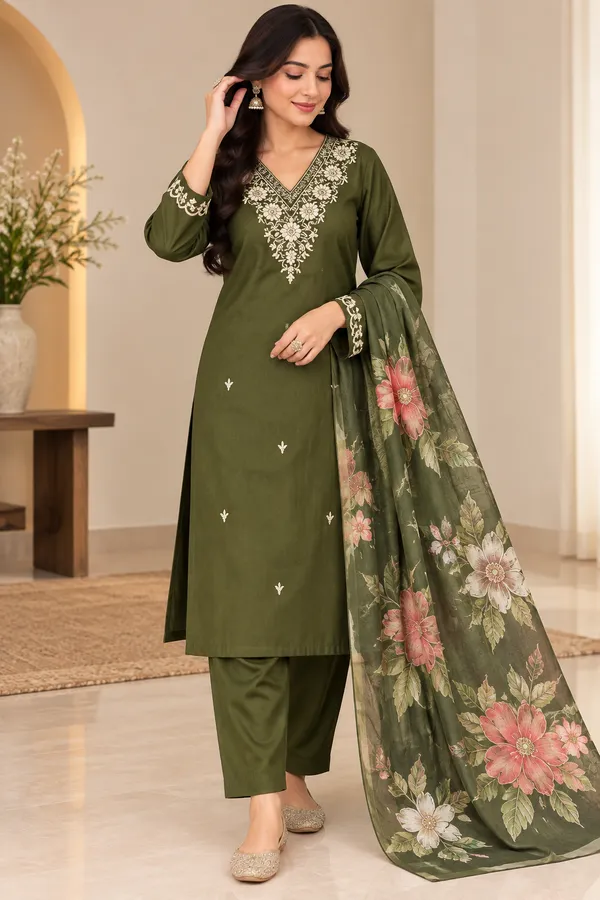 Green_Rayon_Embroidered_Kurta_Salwar_Dupatta_Set_For_Women
