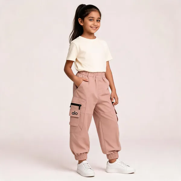 Peach_Cotton_Blend_Jogger_Cargo_Pants_For_Kids