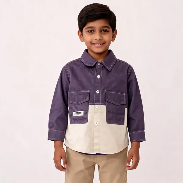 Purple_And_Cream_Cotton_Twill_Casual_Shirt_For_Boys