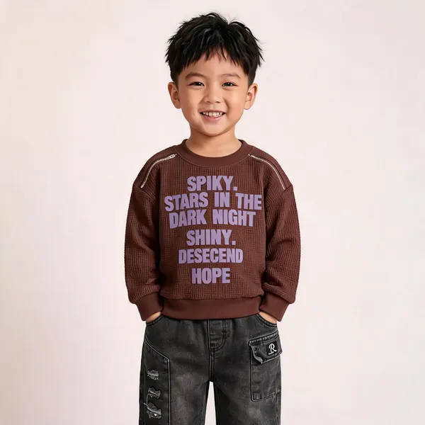 Brown_Waffle_Knit_Sweatshirt_For_Boys