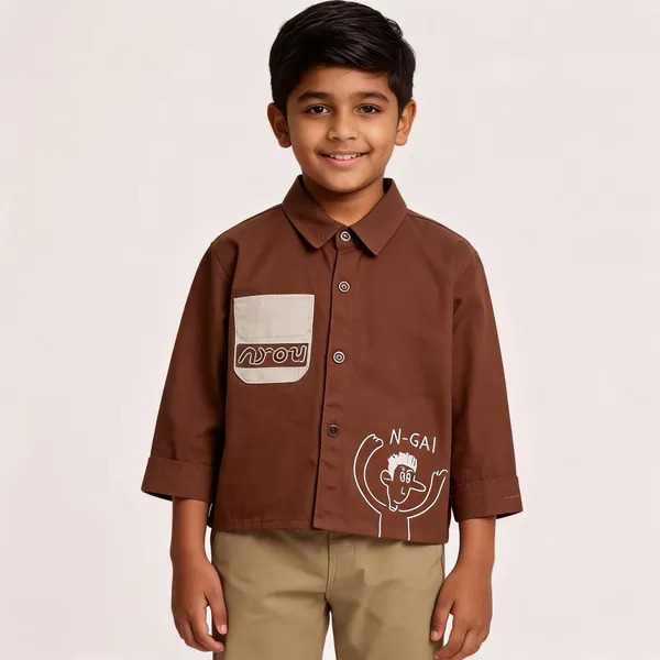 Brown_Cotton_Twill_Regular_Fit_Shirt_For_Kids