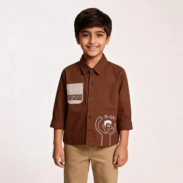 Brown_Cotton_Twill_Regular_Fit_Shirt_For_Kids