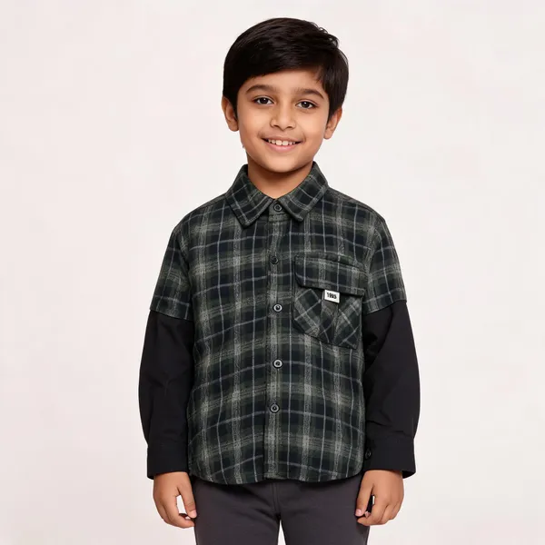 Green_Cotton_Twill_Plaid_Shirt_For_Baby_Boys