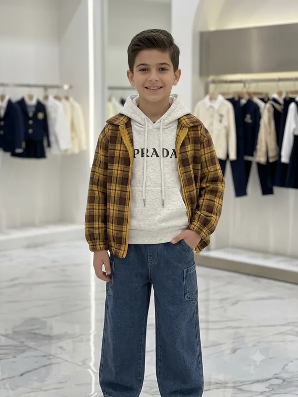 Brown_Plaid_Full_Sleeve_Hooded_Jacket_for_Boys
