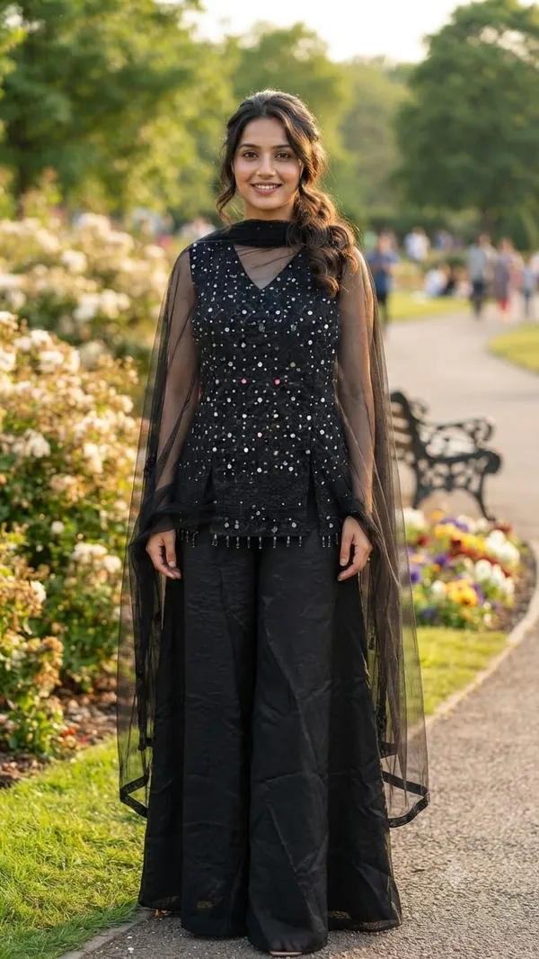 Black_Jimmy_Choo_Short_Kurti_Palazzo_Set_For_Women