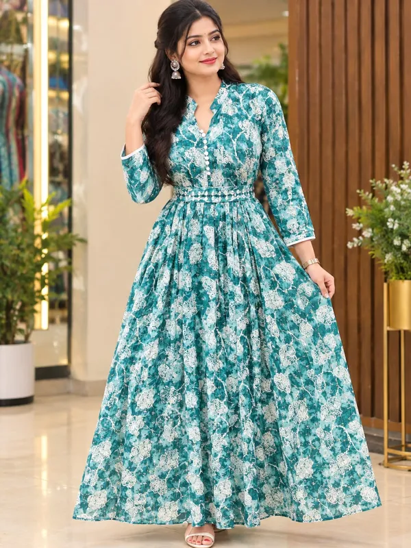 Blue_Cotton_Anarkali_Kurti_For_Women