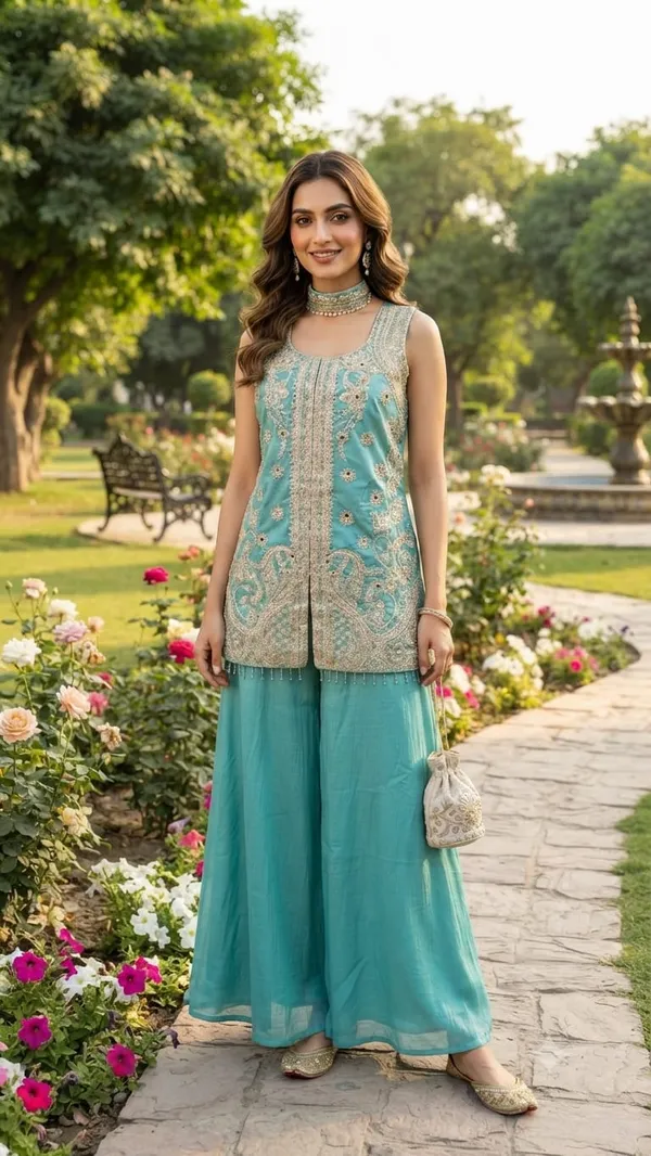 Blue_Jimmy_Choo_Indo_Western_Short_Kurti_For_Women