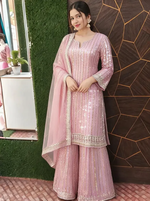 Pink_Organza_Kurti_Sharara_Set_For_Women