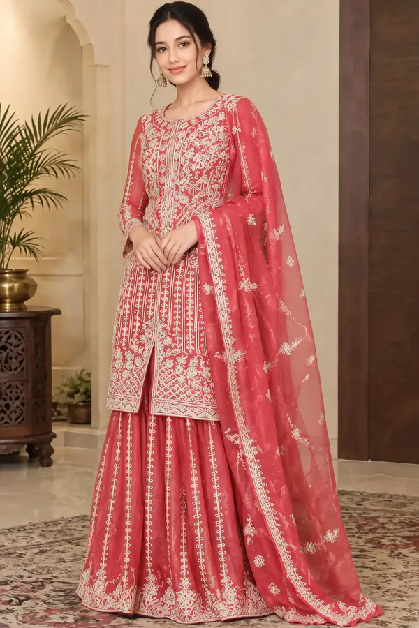 Peach_Organza_Embroidered_Pakistani_Sharara_Set_For_Women