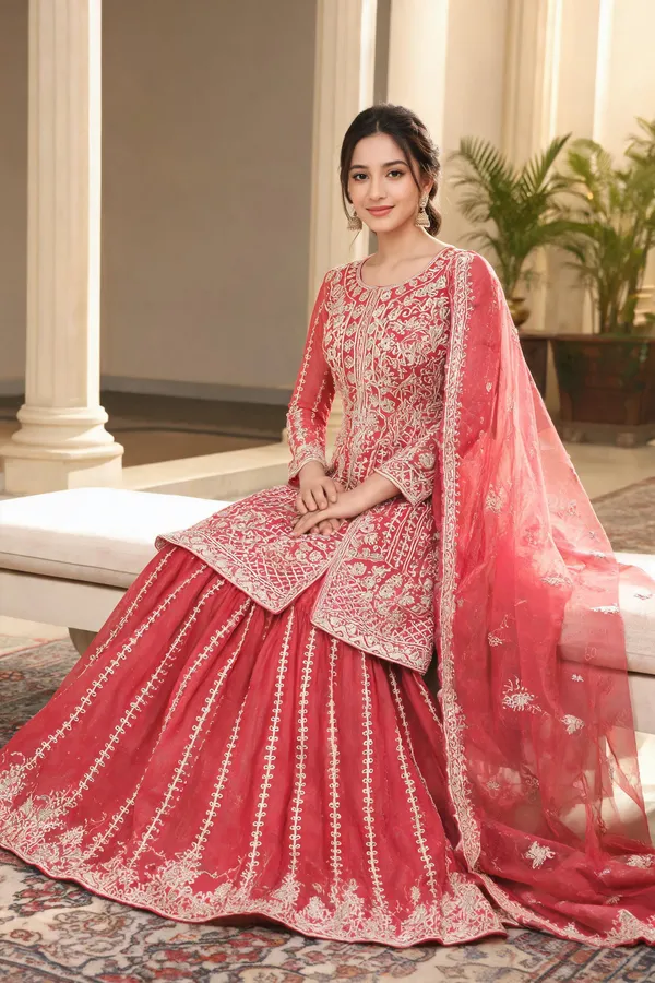 Peach_Organza_Embroidered_Pakistani_Sharara_Set_For_Women