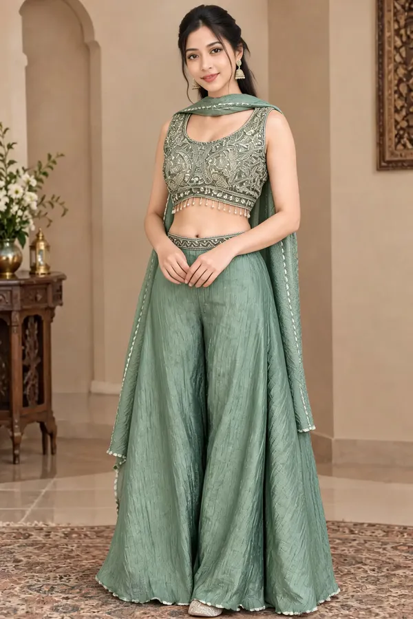 Green_Crop_Top_Palazzo_Set_For_Women