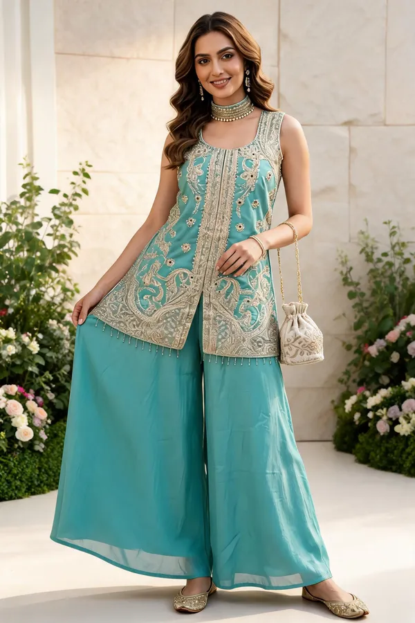 Blue_Jimmy_Choo_Indo_Western_Short_Kurti_For_Women