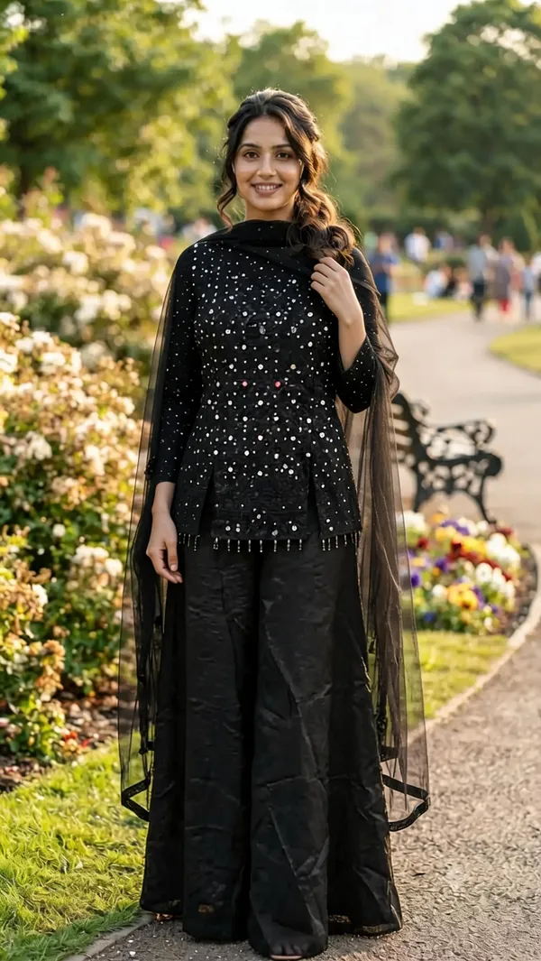 Black_Jimmy_Choo_Short_Kurti_Palazzo_Set_For_Women