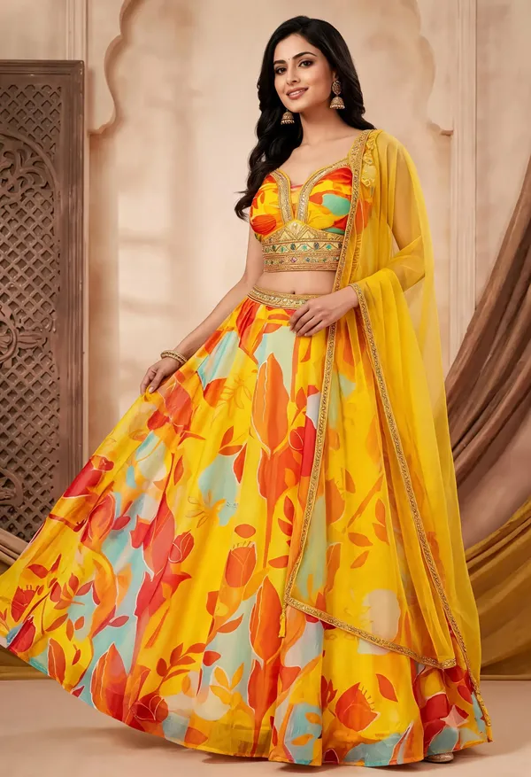 Yellow_Organza_Lehenga_For_Women