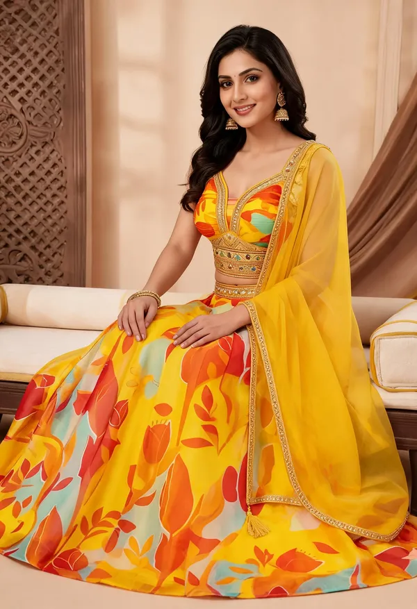 Yellow_Organza_Lehenga_For_Women