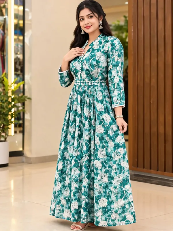 Blue_Cotton_Anarkali_Kurti_For_Women