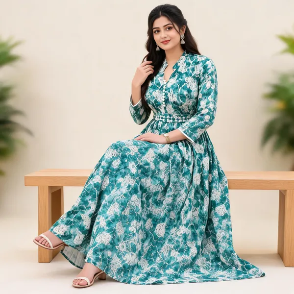Blue_Cotton_Anarkali_Kurti_For_Women