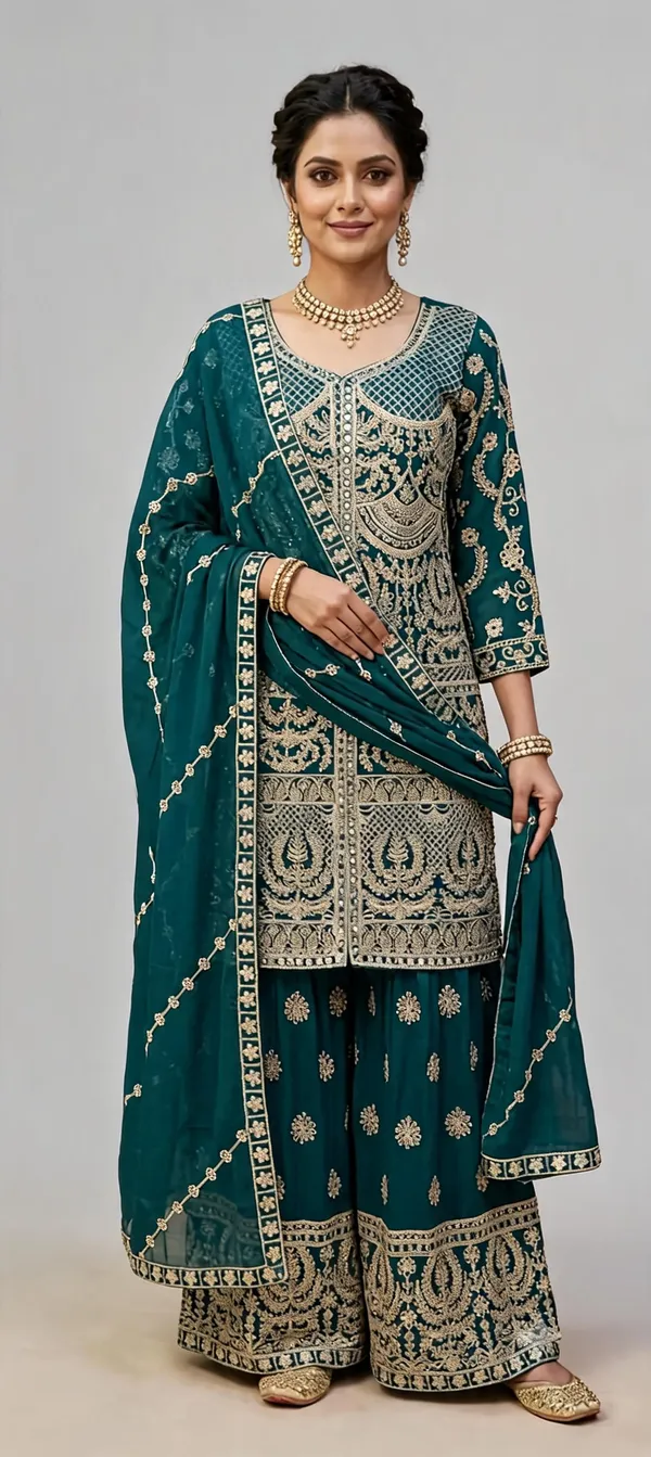 Blue_Organza_Embroidered_Pakistani_Sharara_Set_For_Women