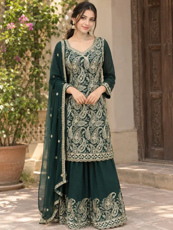 Green_Georgette_Kurti_Palazzo_Set_For_Women