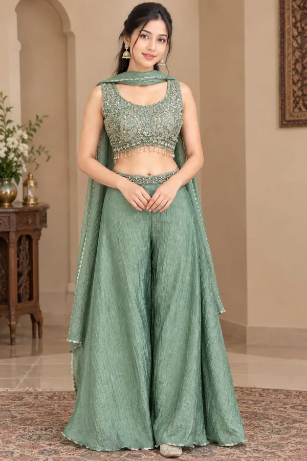 Green_Crop_Top_Palazzo_Set_For_Women