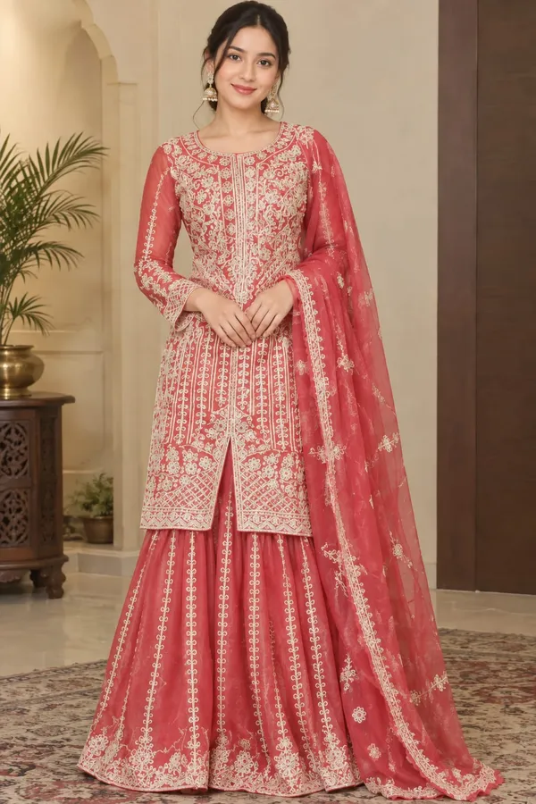 Peach_Organza_Embroidered_Pakistani_Sharara_Set_For_Women