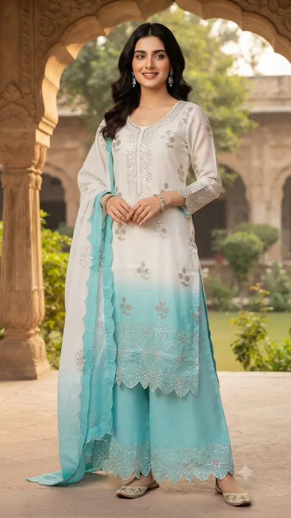 Blue_Georgette_Kurti_Palazzo_Set_For_Women
