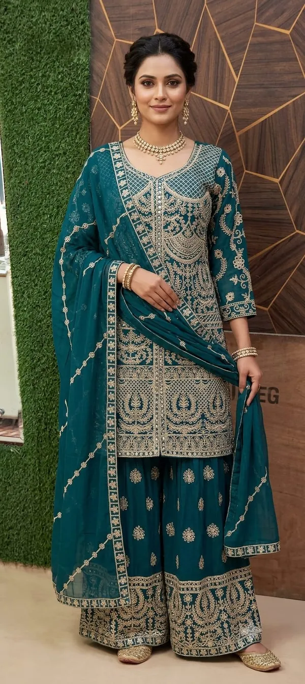 Blue_Organza_Embroidered_Pakistani_Sharara_Set_For_Women