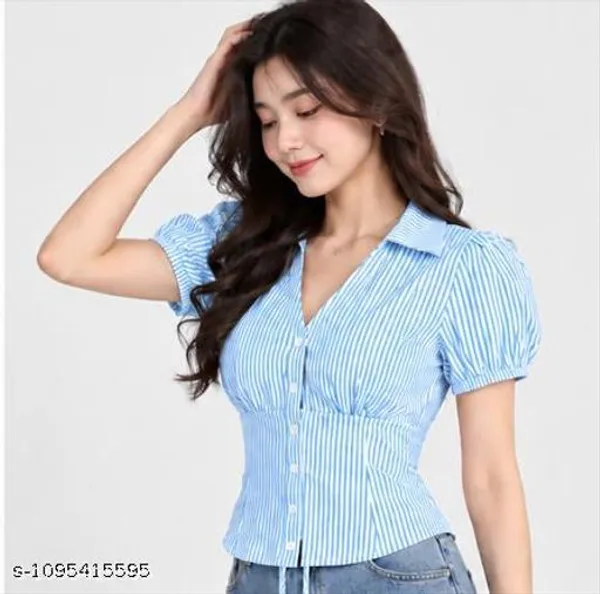 Blue_Striped_Fitted_Top_for_Women