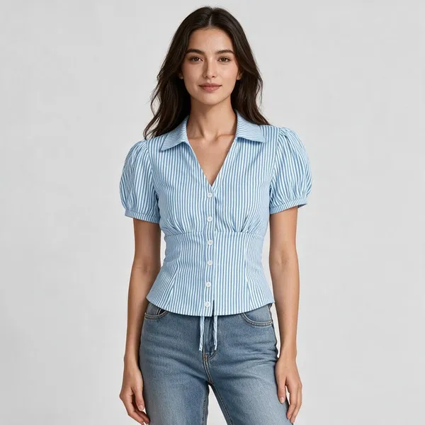 Blue_Striped_Fitted_Top_for_Women