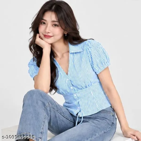 Blue_Striped_Fitted_Top_for_Women
