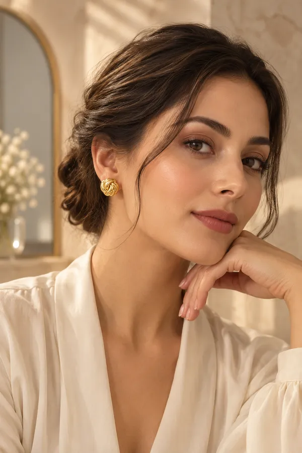 Gold_Metal_Oval_Textured_Stud_Earrings_For_Women