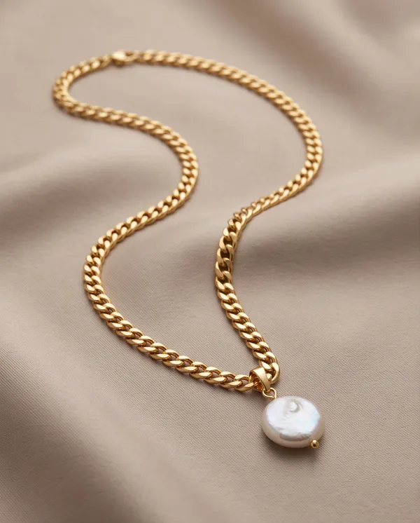 Gold_Metal_Linked_Chain_Pearl_Pendant_Necklace_For_Women