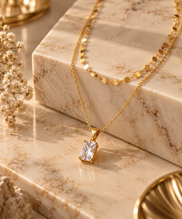 Gold_Metal_Layered_Crystal_Rectangular_Pendant_Necklace_For_Women