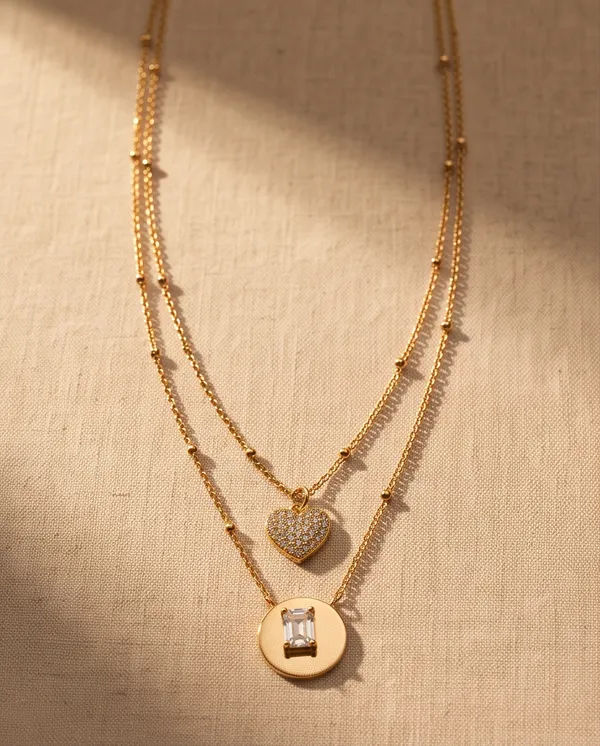 Gold_Metal_Layered_Heart_Pendant_Necklace_Set_For_Women