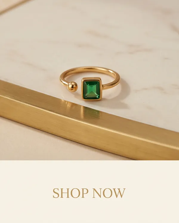 Gold_Green_Metal_Green_Stone_Open_Band_Ring_For_Women
