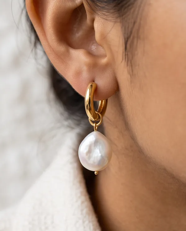 Gold_Metal_Pearl_Drop_Hoop_Earrings_For_Women