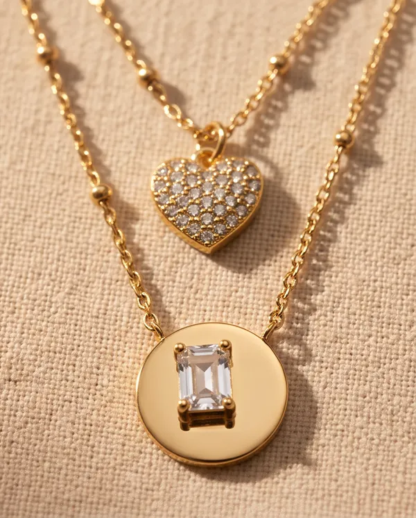 Gold_Metal_Layered_Heart_Pendant_Necklace_Set_For_Women