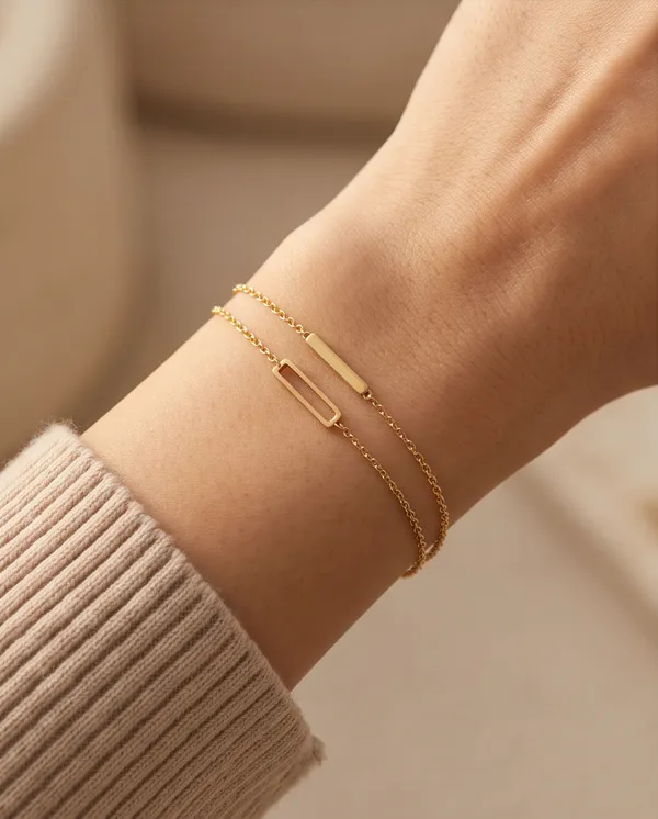 Gold_Metal_Double_Chain_Bar_Bracelet_For_Women