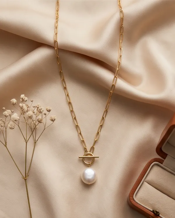 Gold_Metal_Toggle_Closure_Pearl_Pendant_Necklace_For_Women