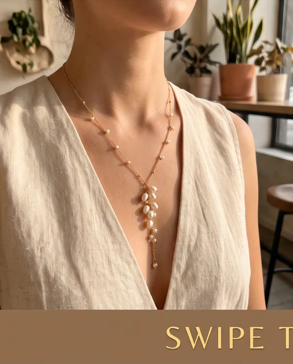 Gold_Metal_Clustered_Pearl_Drop_Pendant_Necklace_For_Women