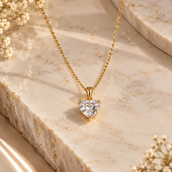 Gold_Metal_Faceted_Heart_Pendant_Necklace_For_Women