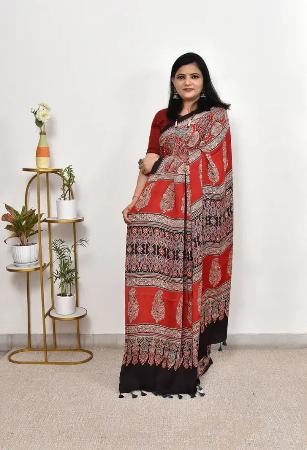 Red_Ajrakh_Printed_Soft_Gaji_Silk