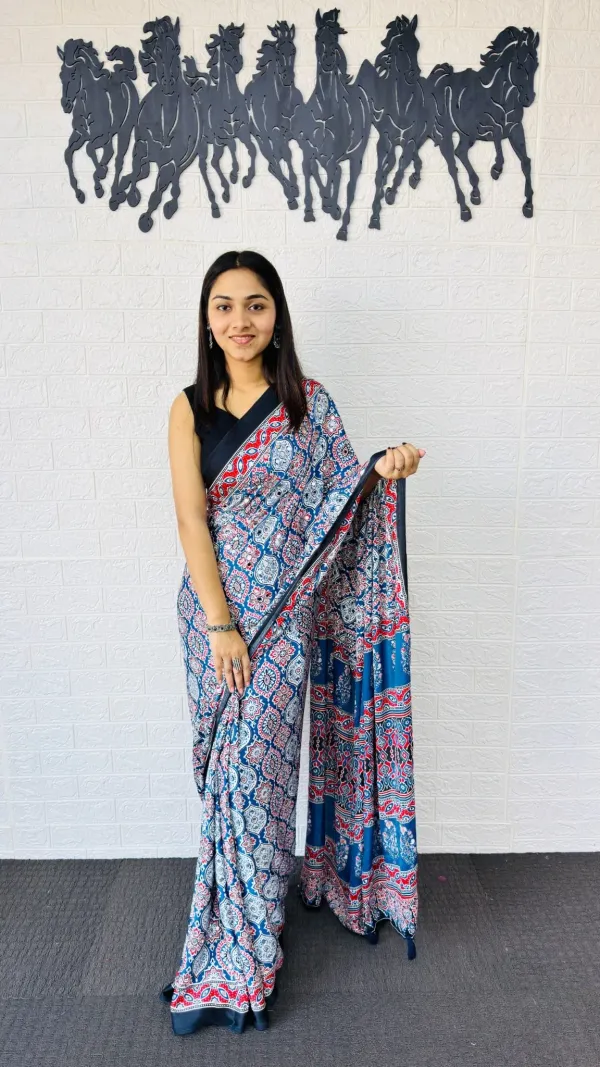 Stylish_Ajarakh_Print_Festival_Wear_Mirror_Saree_For_Women